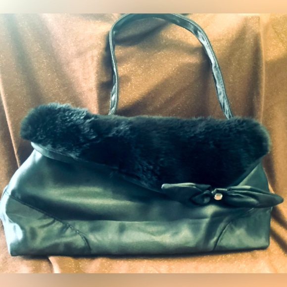 New Black Satin Handbag 12” x 6” - Picture 1 of 7